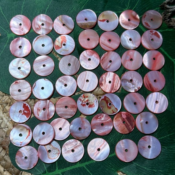 Circle Mother of Pearl Seashell Shell Beads Coral Pink DIY Jewelry making lot - Picture 11 of 17